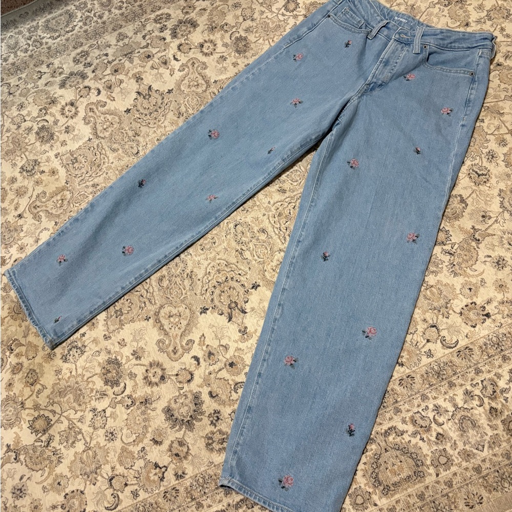 Embroidered floral jeans